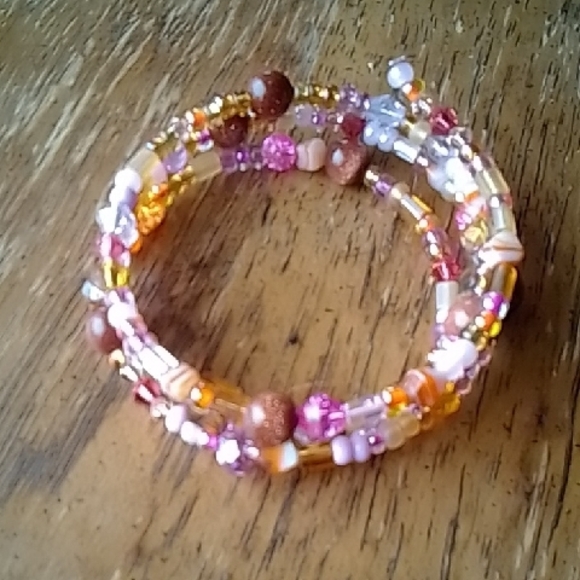 Handmade Jewelry - Colorful Beaded Memory Wire Bracelet!!!!